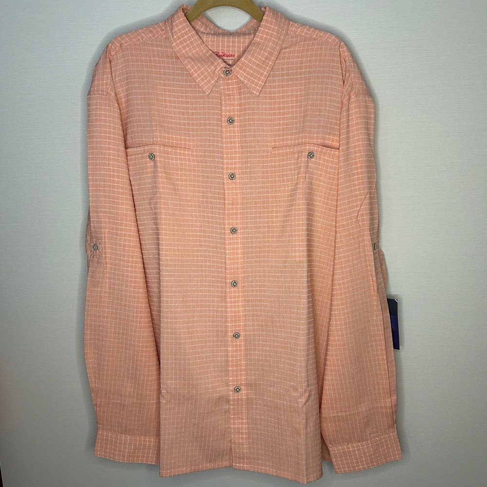 RailRiders Mens Sundowner Shirt 2X Coral Grid Long Sleeve Hiking Outdoor NWT